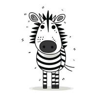 zebra rabisco vetor ilustração. fofa desenho animado zebra.