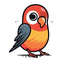 vetor ilustração do fofa desenho animado vermelho papagaio isolado em branco fundo.