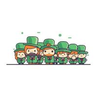 fofa desenho animado Leprechauns grupo. vetor ilustração.