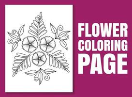 página para colorir de flores para adultos e crianças. vetor