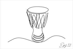 contínuo linha arte desenhando do bongo tambor musical instrumento vetor