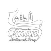 1 contínuo linha desenhando do Omã nacional dia vetor ilustração em novembro 18º. Omã nacional dia Projeto dentro simples linear estilo. Omã nacional dia do sul África Projeto conceito ilustração.