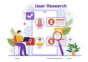 do utilizador pesquisa vetor ilustração do pessoas procurando e explorando dentro redes para Projeto projeto, conectados pesquisa e analytics dentro plano fundo