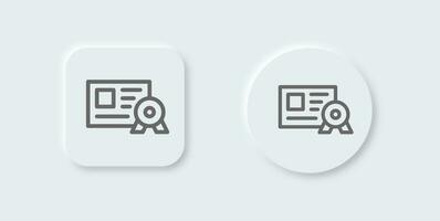 licença linha ícone dentro neomórfico Projeto estilo. crachá sinais vetor ilustração.
