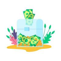 desenho animado cor transparente vidro doação caixa com dólar dinheiro ícone. vetor
