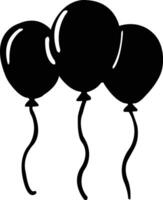 festivo Preto balões com flâmula e confete. disposição para aniversário, Natal, aniversário, oferta. festa balão com fita e sombra. vetor