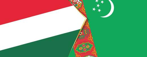 Hungria e Turquemenistão bandeiras, dois vetor bandeiras.