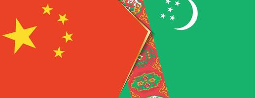China e Turquemenistão bandeiras, dois vetor bandeiras.