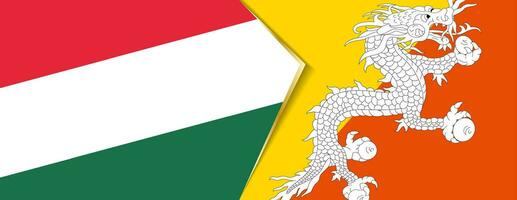 Hungria e Butão bandeiras, dois vetor bandeiras.