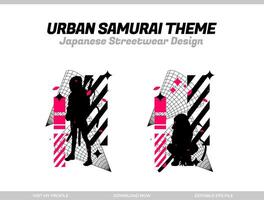 urbano samurai. samurai vetor silhueta para Projeto camiseta conceito. japonês streetwear camiseta Projeto. silhueta para japonês tema. samurai streetwear camiseta. cyberpunk tema samurai.