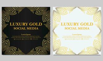luxo elegante dourado floral social meios de comunicação modelo. vetor