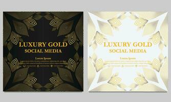 elegante dourado floral social meios de comunicação modelo. adequado para social meios de comunicação publicar, rede bandeira, cobrir e cartão vetor