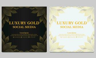 luxo elegante dourado floral social meios de comunicação modelo. vetor