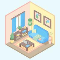 quarto interior isométrico ilustração vetor