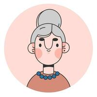 retrato do uma Senior idosos mulher isolado.colorido plano vetor ilustração do uma grisalho pessoa