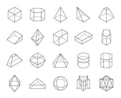 esboço geométrico dimensional formas ícones conjunto vetor