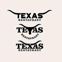 logotipo da carta do restaurante texas com design do ícone do logotipo Longhorn vetor