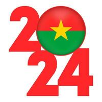 feliz Novo ano 2024 bandeira com burkina faso bandeira dentro. vetor ilustração.