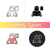 ícone de perda de bilhetes de loteria ganhadores