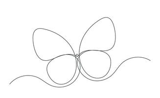 contínuo 1 linha desenhando do borboleta. delicado simples linear logotipo. lineart vetor ilustração