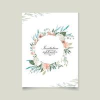 conjunto de cartão de casamento floral em aquarela vetor