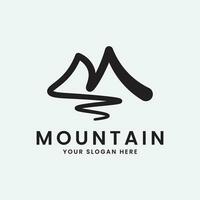 montanha com rio logotipo ícone Projeto vetor ilustração modelo