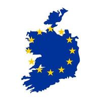 mapa da Irlanda com a bandeira da União Europeia, isolada no fundo branco. vetor