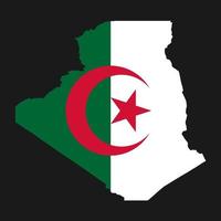 silhueta do mapa da Argélia com bandeira no fundo preto vetor