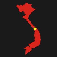 silhueta do mapa do Vietnã com bandeira no fundo preto vetor