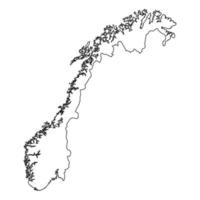 mapa da noruega altamente detalhado. vetor