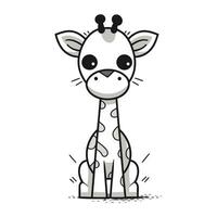 fofa girafa animal desenho animado vetor ilustração gráfico Projeto dentro Preto e branco