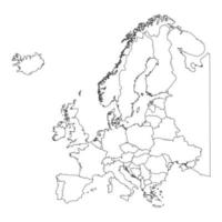 mapa da europa com gráfico de contorno do país vetor