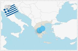 mapa do Grécia com uma fixado azul alfinete. fixado bandeira do Grécia. vetor