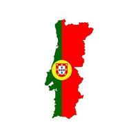 silhueta do mapa de Portugal com bandeira no fundo branco vetor