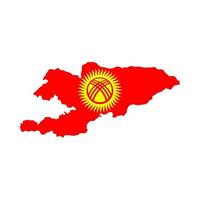 silhueta do mapa do Quirguistão com bandeira no fundo branco vetor