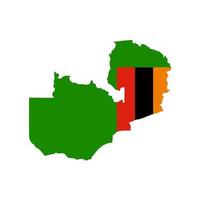 silhueta do mapa da Zâmbia com bandeira no fundo branco vetor