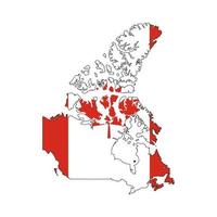 silhueta do mapa do Canadá com bandeira no fundo branco vetor