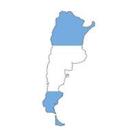 silhueta do mapa da argentina com bandeira no fundo branco vetor