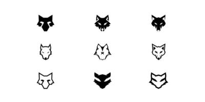 conjunto de ilustração vetorial de logotipo de lobo de cabeça vetor