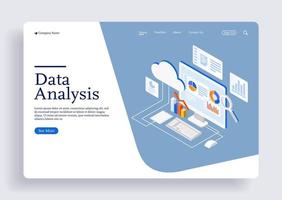 conceito isométrico de design plano moderno de análise de dados vetor