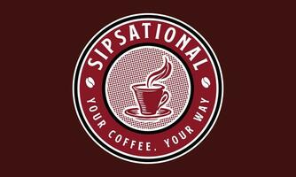uma profissional café fazer compras vintage crachá logotipo Projeto vetor