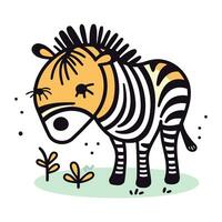 zebra. vetor ilustração dentro rabisco estilo em branco fundo.