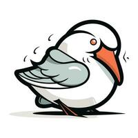 fofa desenho animado gaivota isolado em branco fundo. vetor ilustração.