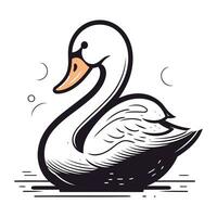 cisne em a rio. vetor ilustração em uma branco fundo.