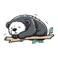 ilustração do uma dormindo panda em uma ramo. vetor ilustração.