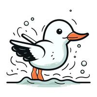 gaivota em a água. vetor ilustração do uma gaivota.