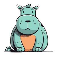 fofa desenho animado hipopótamo. vetor ilustração em branco fundo.
