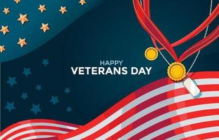 feliz dia dos veteranos fundo com bandeira e medalhas vetor