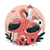 flamingo dentro a cidade. vetor ilustração dentro plano estilo.