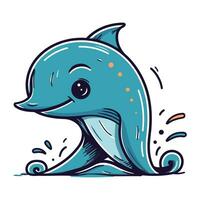 golfinho rabisco vetor ilustração. mão desenhado desenho animado golfinho.